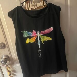 Black Dragonfly Graphic Tank Top